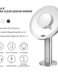EKO iMira Ultra Clear 8" Stainless Steel Sensor Mirror - White 5X/10X – Versatile