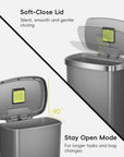 Hana Select 13.2 Gallon / 50L Plastic Resin Step Kitchen Trash Can-Grey