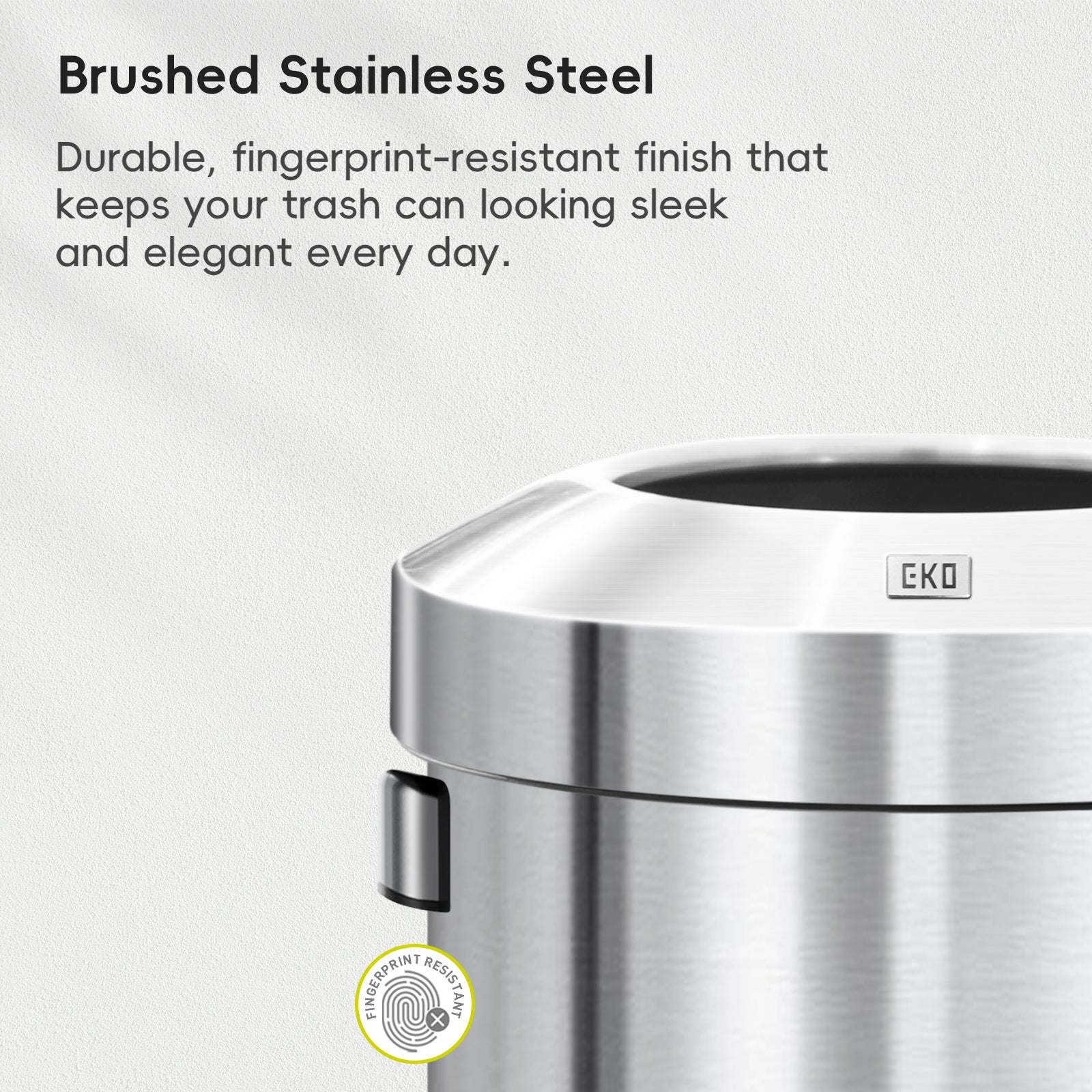 EKO Urban 16 Gallon Sei-Round Open Top Waste Bin, Stainless Steel Half - View #11
