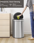 EKO Mirage Semi-Round Motion Sensor Trash Can, 47 Liter / 12.4 Gallon – Rapid Response, Exact Sensing