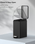 EKO Stella 10 L/2.6 Gal Small Bathroom Step Trash Can - Matte Black – Soft-Close & Stay-Open