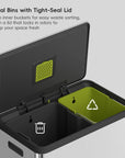 EKO EcoCasa II Step Recycling Can - Dual Compartment 36L+24L – Dual Bins with Tight-Seal Lid