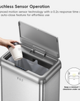 Vintage Dual Compartment 32L + 18L Stainless Steel Motion Sensor Trash Can