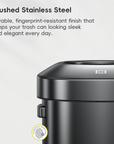 EKO Urban Round Open Top Can Commercial Grade 60L / 16 Gal Black Stainless Steel Trash Can – Brushed Stainless Steel - Durable, fingerprint-resistant finish that keeps your trash can looking sleek and elegant every day
