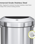 Urban 21 Gallon Semi-Round Open Top Waste Bin, 80L