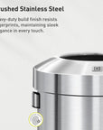 EKO Urban Round Open Top Can Commercial Grade - 60L / 16 Gal – Brushed Stainless Steel
