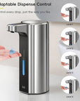 EKO Aroma Pro 13.5 fl oz Touchless Automatic Liquid Soap Dispenser-Chrome Metallic – Adaptable Dispense Control
