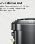 EKO Urban Round Open Top Can Commercial Grade 90L / 23.7 Gal Black Stainless Steel Trash Can – Brushed Stainless Steel - Durable, fingerprint-resistant finish that keeps your trash can looking sleek and elegant every day
