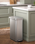 Hudson Slim 50L / 13.2 Gallon Matte Stainless Steel Kitchen Step Trash Can with Lid