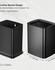 EKO Laguna 2.6 Gallon/10L Open Top Trash Can with Removable Inner Basket, Matte Black – Innovative Nested Design - Sleek detachable inner basket for effortless organization