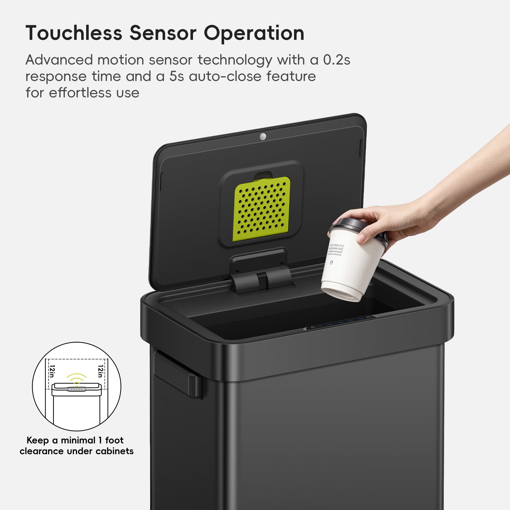Deluxe Mirage-T 50 Liter / 13 Gallon Sensor Can - Matte Black – Home by EKO