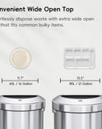 EKO Urban Semi-Round Open Top Can Commercial Grade – 60L / 16 Gal – Convenient Wide Open Top