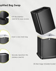 EKO Laguna 2.6 Gallon/10L Open Top Trash Can with Removable Inner Basket, Matte Black – Simplified Bag Swap