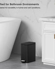 EKO Stella 6 L/1.6 Gal Small Bathroom Step Trash Can - Matte Black – Crafted for Bathroom Environments - Engineered for durability in humid and wet conditions