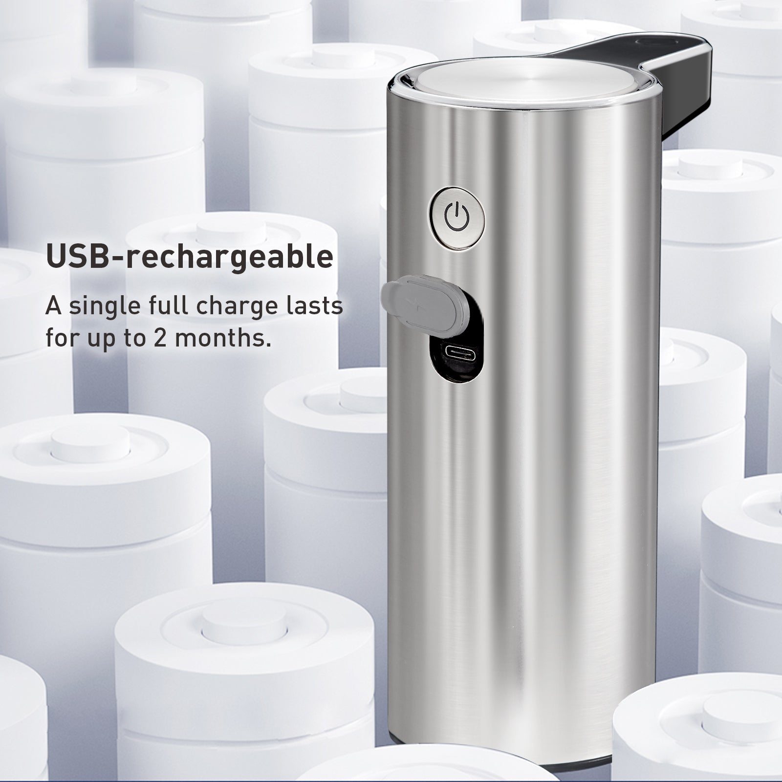 EKO Deluxe Aroma Smart Liquid Soap Dispenser - Stainless Steel – USB-rechargeable