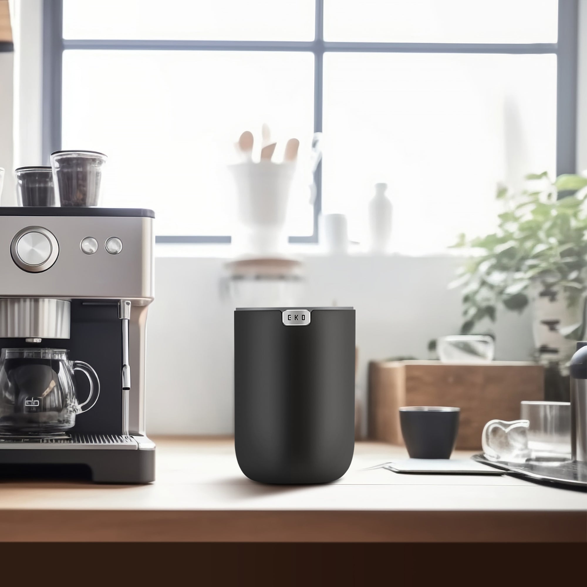 EKO Fandy Table Bin with Swing-Top Lid - Black 1.5L / 0.4 Gal – Kitchen Counter