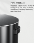 EKO Urban Round Open Top Can Commercial Grade 90L / 23.7 Gal Black Stainless Steel Trash Can – Move with Ease - Practical side handles make this heavy-duty bin easy to move, enhancing cleaning efficiency and flexibility