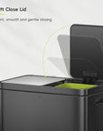 Edison Dual Kitchen Trash Can 8+8 Gallons with Dual Removable Inner Liners-Matte Black