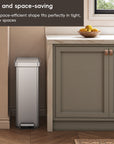 Hudson Slim 50L / 13.2 Gallon Matte Stainless Steel Kitchen Step Trash Can with Lid