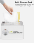 Code F - 13 Gallon Easy-Dispense Roll Trash Bag - 440 Count