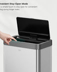 EKO Mirage-X Sensor Trash Can with Liner – 47Liter / 12.4 Gallon - Stainless Steel – Convenient Stay-Open Mode
