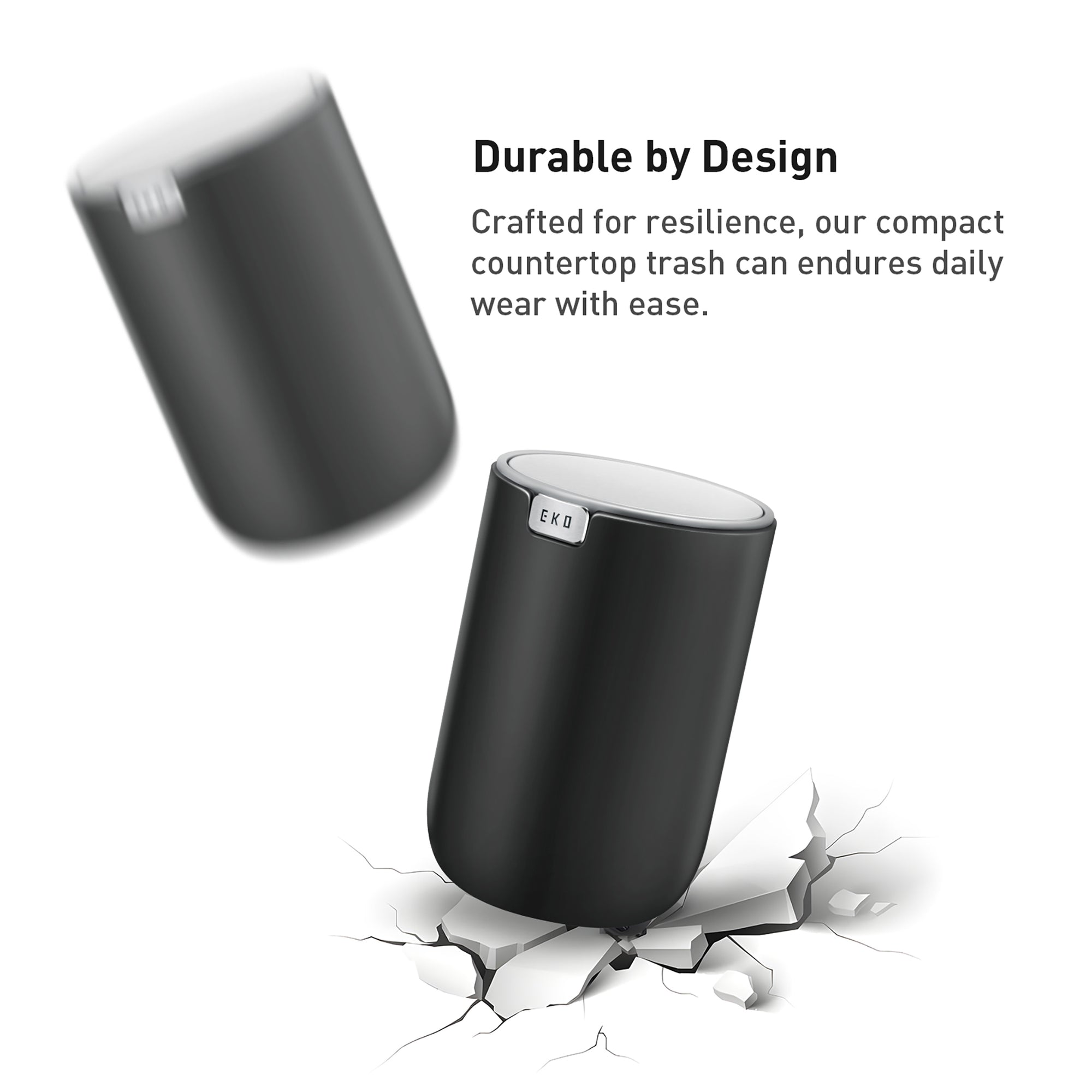 EKO Fandy Table Bin with Swing-Top Lid - Black 1.5L / 0.4 Gal – Durable by Design