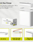 Brio 10L / 2.6 Gallon in White Compact Design Motion Sensor Trash Can