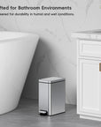 EKO Stella 6 L/1.6 Gal Small Bathroom Step Trash Can - Stainless Steel – Crafted for Bathroom Environments