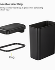Morandi Slim Bathroom Trash Can - 10L /2.6 Gallon -Black