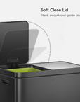 Edison 8+8 Gallon Dual Kitchen Trash Can with Removable Inner Liners-Matte Black