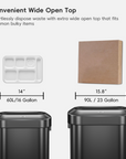 Urban Slim Open Top Can Commercial Grade - 90L / 23.7 Gal-Matte Black