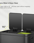 Edison Dual Kitchen Trash Can 8+8 Gallons with Dual Removable Inner Liners-Matte Black