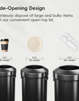 EKO Urban Round Open Top Can Commercial Grade 120L / 32 Gal Black Stainless Steel – Wide-Opening Design - Effortlessly dispose of large and bulky items with our convenient open-top lid