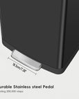 EKO Hudson 75Liter / 19.8 Gallon Step Trash Can with Bag Compartment - Matte Black – Durable Stainless steel Pedal