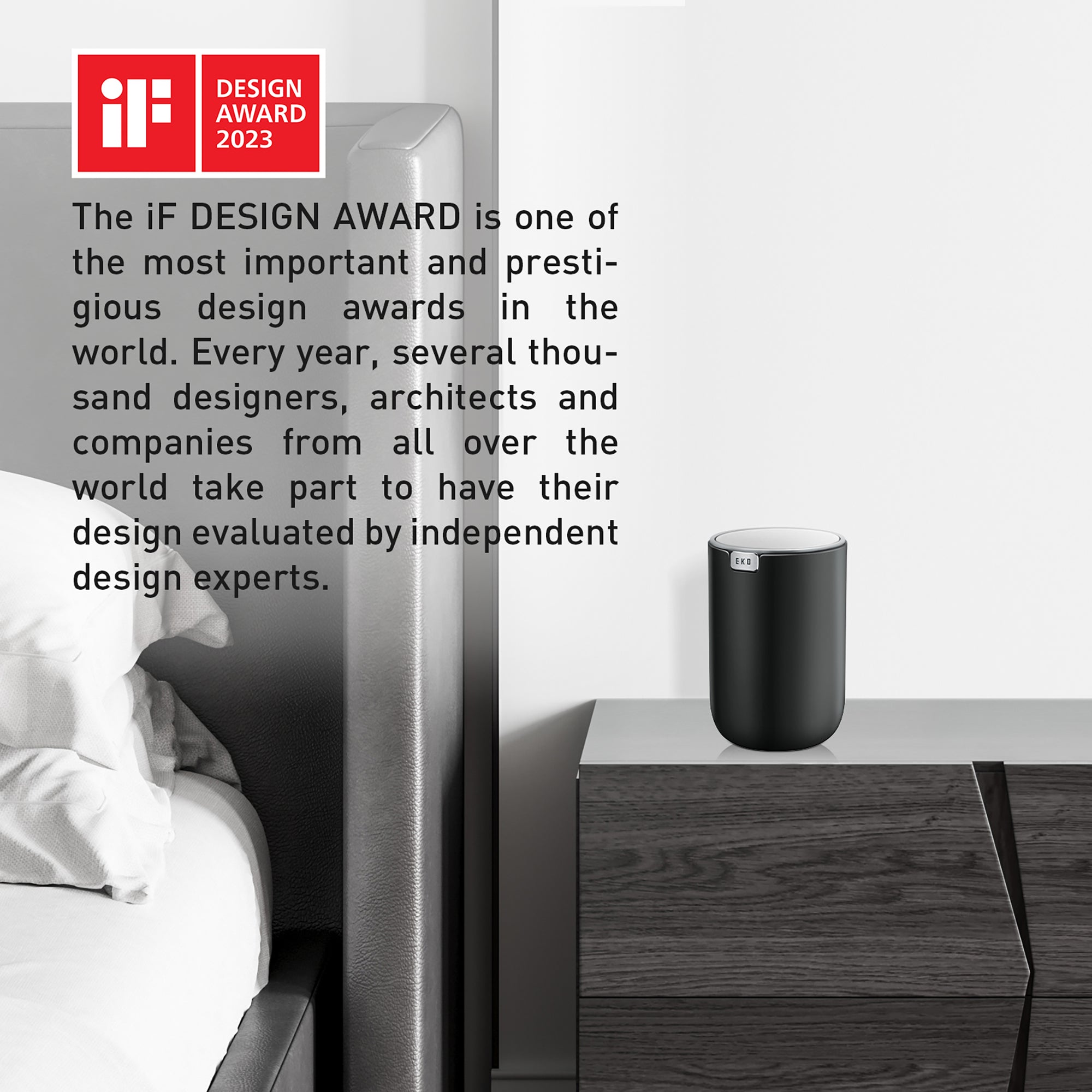 EKO Fandy Table Bin with Swing-Top Lid - Black 1.5L / 0.4 Gal – Design Award 2023