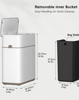 EKO Bono Sensor Bathroom Trash Can with Lid - 8L/2.1 Gallon - White – Removable inner Bucket - Easy Handling for Quick Cleanup
