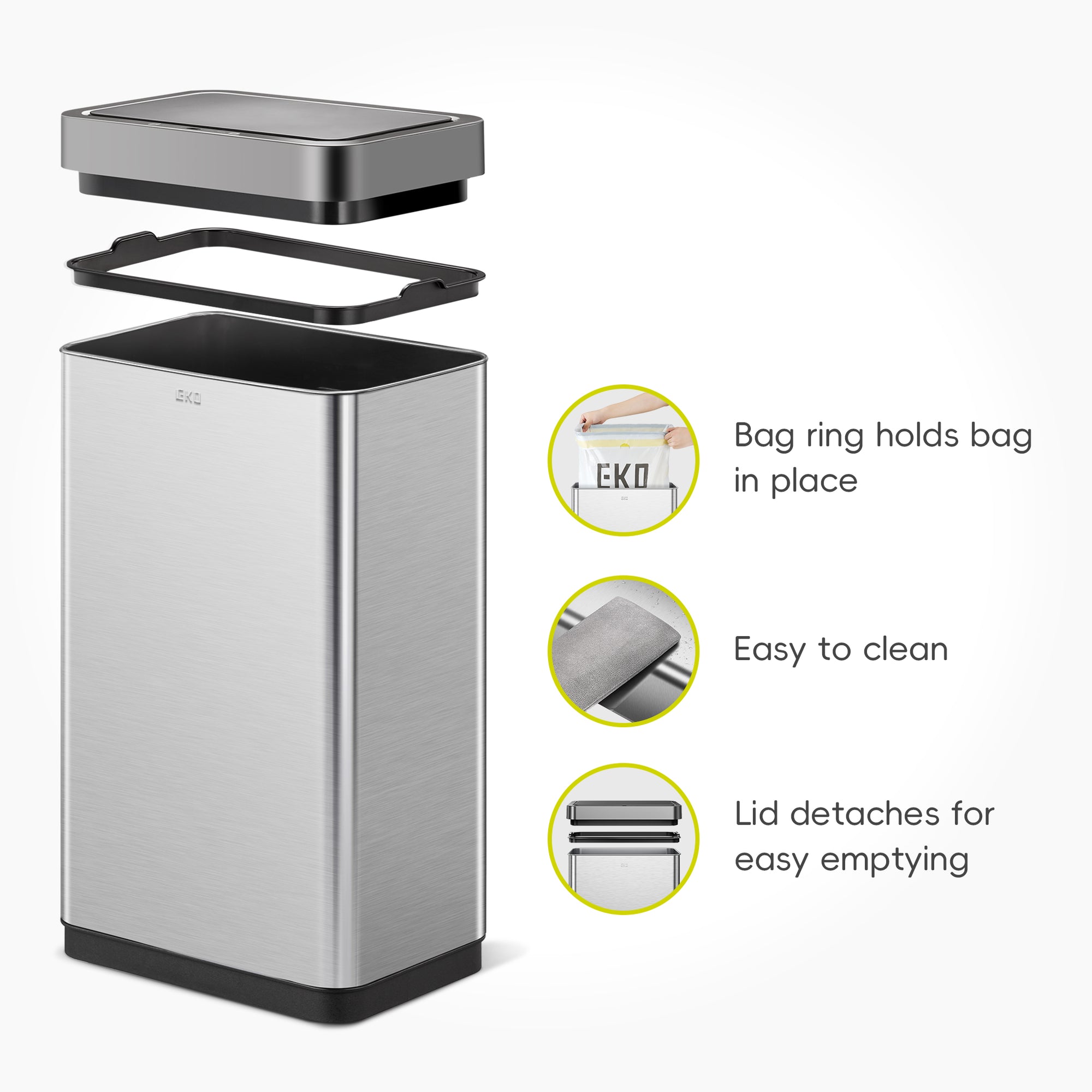Mirage-X  80Liter / 21.1 Gallon Motion Sensor Can - Stainless Steel