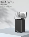 EKO Madison Step Trash Can With Liner - 6L / 1.6 Gal - Matte Black – Soft-Close & Stay-Open