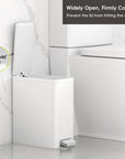 EKO EcoCasa II Slim Step Can with Liner 6L / 1.6 Gal Matte White Trash Can – Widely Open, Firmly Control Prevent the lid from hitting the wall