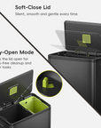 EcoCasa II Step Recycling Can - Dual Compartment 36L+24L-Matte Black