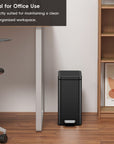 EKO Stella 10 L/2.6 Gal Small Bathroom Step Trash Can - Matte Black – Ideal for Office Use - Perfectly suited for maintaining a clean and organized workspace