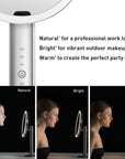EKO iMira Ultra Clear 8" Stainless Steel Sensor Mirror - White 5X/10X – Natural' for a professional work look - Bright' for vibrant outdoor makeup - Warm' to create the perfect party glow