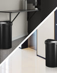 Urban Semi-Round Open Top Can Commercial Grade – 60L / 16 Gal-Matte Black