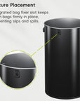 EKO Urban Round Open Top Can Commercial Grade 120L / 32 Gal Black Stainless Steel – Secure Placement - Integrated bag fixer slot keeps trash bags firmly in place, preventing slips and spills