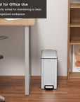 EKO Stella 10 L/2.6 Gal Small Bathroom Step Trash Can - Stainless Steel – Ideal for Office Use