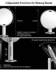 EKO iMira Ultra Clear 8" Stainless Steel Sensor Mirror - White 5X/10X – 3 Adjustable Functions for Makeup Needs
