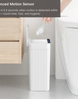 Brio 10L / 2.6 Gallon in White Compact Design Motion Sensor Trash Can