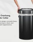 EKO Urban Round Open Top Can Commercial Grade 60L / 16 Gal Black Stainless Steel Trash Can – No Overhang, Wide Collar Sleek design conceals liners, preserving a clean and elegant appearance
