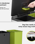 EKO EcoCasa II Step Recycling Can - Dual Compartment 36L+24L – Built-in deodorizer compartment - Bag fixer neatly tucks away excess bag overhang
