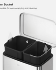 Maxwell Dual Compartment 20L+25L Step Trash Can-Stainless Steel